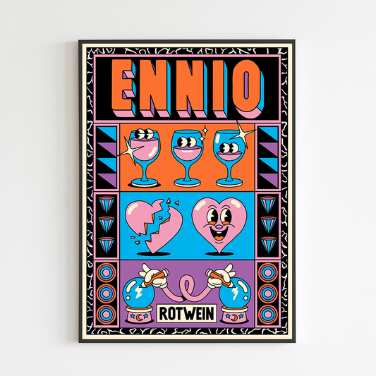 Signierter Artprint // Ennio - Rotwein ; Yeye Weller